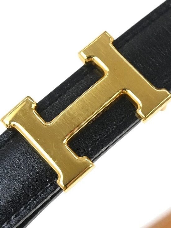 Hermes Black Box Calf Constance Reversible Belt #65 Small Good □B main image 13
